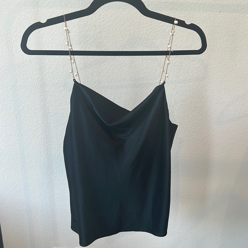 CAMI NYC black silk tank